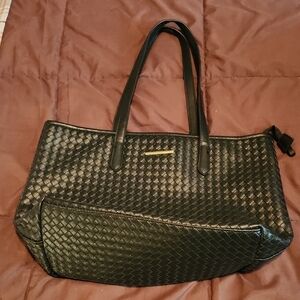 Elegant Black Woven Tote Bag